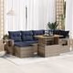 vidaXL Salon de jardin avec coussins 7 pcs gris résine tressée