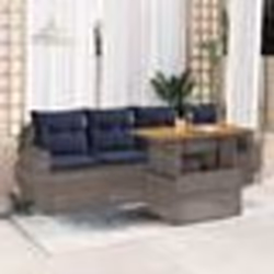 vidaXL Salon de jardin 5 pcs avec coussins gris résine tressée