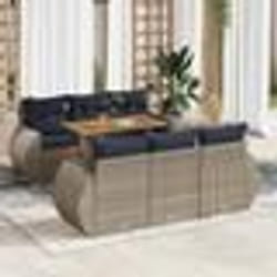 vidaXL Salon de jardin avec coussins 7 pcs gris résine tressée