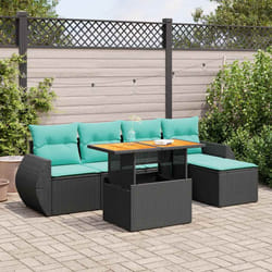 Salon De Jardin 6 Pcs Avec Coussins Noir Résine Tressée Vidaxl