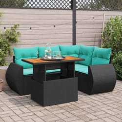 Salon De Jardin 5 Pcs Avec Coussins Noir Résine Tressée Vidaxl