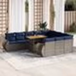 vidaXL Salon de jardin 11 pcs avec coussins gris résine tressée