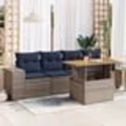 vidaXL Salon de jardin 5 pcs avec coussins gris résine tressée