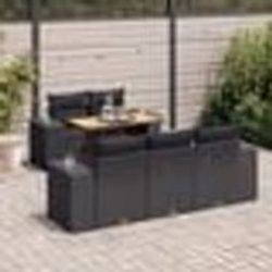 vidaXL Salon de jardin 6 pcs avec coussins noir résine tressée