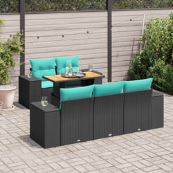 Salon De Jardin 6 Pcs Avec Coussins Noir Résine Tressée Vidaxl