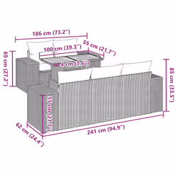 Salon De Jardin 6 Pcs Avec Coussins Noir Résine Tressée Vidaxl - Vue supplémentaire 2