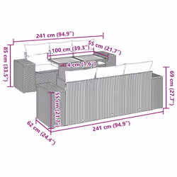 Salon De Jardin 7 Pcs Avec Coussins Noir Résine Tressée Vidaxl - Vue supplémentaire 2