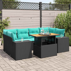 Salon De Jardin 7 Pcs Avec Coussins Noir Résine Tressée Vidaxl