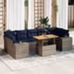 vidaXL Salon de jardin 8 pcs avec coussins gris résine tressée