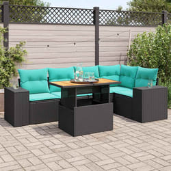Salon De Jardin 6 Pcs Avec Coussins Noir Résine Tressée Vidaxl