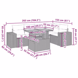 Salon De Jardin 6 Pcs Avec Coussins Noir Résine Tressée Vidaxl - Vue supplémentaire 2