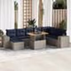 vidaXL Salon de jardin 9 pcs avec coussins gris résine tressée