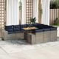 vidaXL Salon de jardin 11 pcs avec coussins gris résine tressée