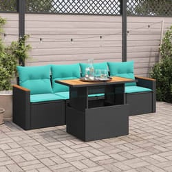 Salon De Jardin 5 Pcs Avec Coussins Noir Résine Tressée Vidaxl