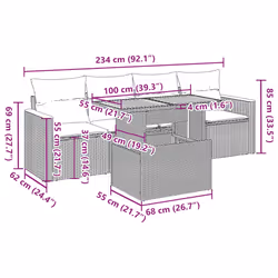 Salon De Jardin 5 Pcs Avec Coussins Noir Résine Tressée Vidaxl - Vue supplémentaire 2