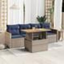 vidaXL Salon de jardin 5 pcs avec coussins gris résine tressée