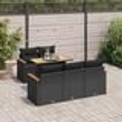 vidaXL Salon de jardin 6 pcs avec coussins noir résine tressée acacia