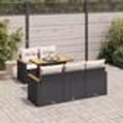 vidaXL Salon de jardin 6 pcs avec coussins noir résine tressée acacia