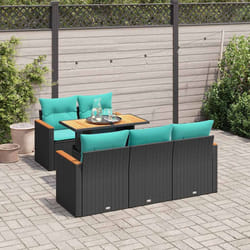 Salon De Jardin 6 Pcs Avec Coussins Noir Résine Tressée Vidaxl