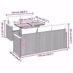 Salon De Jardin 6 Pcs Avec Coussins Noir Résine Tressée Vidaxl - Vue supplémentaire 2