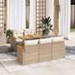vidaXL Salon de jardin 6 pcs avec coussins beige résine tressée acacia