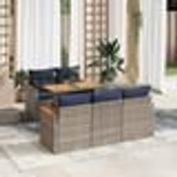 vidaXL Salon de jardin 6 pcs avec coussins gris résine tressée