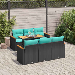 Salon De Jardin 7 Pcs Avec Coussins Noir Résine Tressée Vidaxl