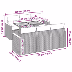 Salon De Jardin 7 Pcs Avec Coussins Noir Résine Tressée Vidaxl - Vue supplémentaire 2
