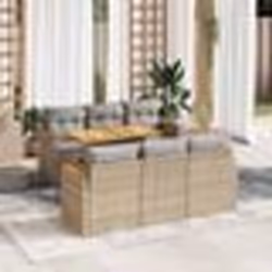 vidaXL Salon de jardin avec coussins 7 pcs beige résine tressée acacia