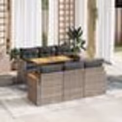 vidaXL Salon de jardin avec coussins 7 pcs gris résine tressée acacia