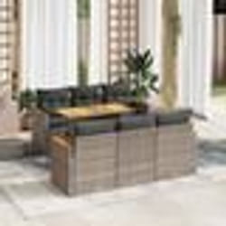 vidaXL Salon de jardin avec coussins 7 pcs gris résine tressée acacia