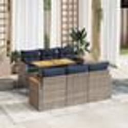 vidaXL Salon de jardin avec coussins 7 pcs gris résine tressée
