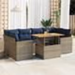 vidaXL Salon de jardin avec coussins 7 pcs gris résine tressée