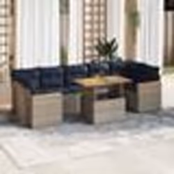 vidaXL Salon de jardin 8 pcs avec coussins gris résine tressée