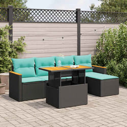 Salon De Jardin 6 Pcs Avec Coussins Noir Résine Tressée Vidaxl