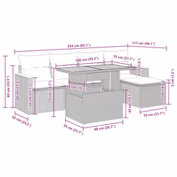 Salon De Jardin 6 Pcs Avec Coussins Noir Résine Tressée Vidaxl - Vue supplémentaire 2