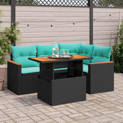 Salon De Jardin 5 Pcs Avec Coussins Noir Résine Tressée Vidaxl