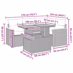 Salon De Jardin 5 Pcs Avec Coussins Noir Résine Tressée Vidaxl - Vue supplémentaire 2