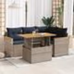 vidaXL Salon de jardin 5 pcs avec coussins gris résine tressée