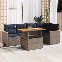 vidaXL Salon de jardin 6 pcs avec coussins gris résine tressée