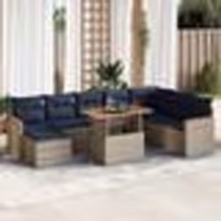 vidaXL Salon de jardin 9 pcs avec coussins gris résine tressée