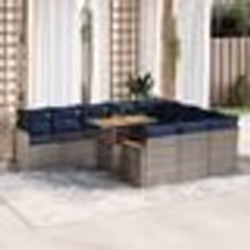 vidaXL Salon de jardin 11 pcs avec coussins gris résine tressée