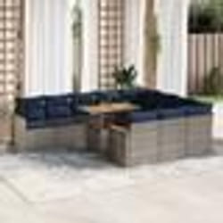 vidaXL Salon de jardin 11 pcs avec coussins gris résine tressée