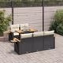 vidaXL Salon de jardin 6 pcs avec coussins noir résine tressée acacia