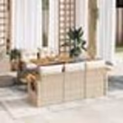 vidaXL Salon de jardin 6 pcs avec coussins beige résine tressée acacia
