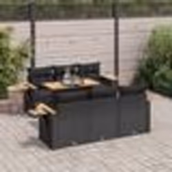 vidaXL Salon de jardin avec coussins 7 pcs noir résine tressée acacia