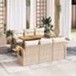 vidaXL Salon de jardin avec coussins 7 pcs beige résine tressée acacia