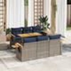 vidaXL Salon de jardin avec coussins 7 pcs gris résine tressée
