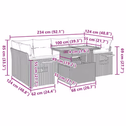 Salon De Jardin 7 Pcs Avec Coussins Noir Résine Tressée Vidaxl - Vue supplémentaire 2