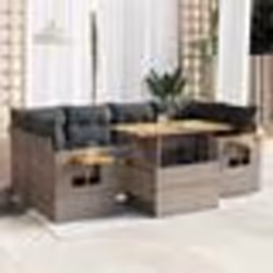 vidaXL Salon de jardin avec coussins 7 pcs gris résine tressée acacia